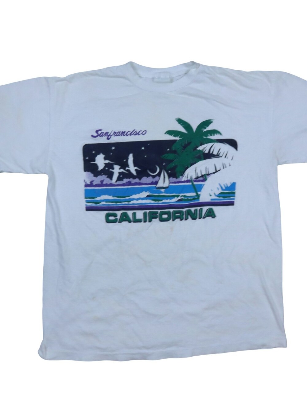 Vintage San Francisco California Palm Tree Beach Souvenir Shirt Men's Large